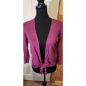 LOFT cropped, light magenta sweater, Size XS, ties.